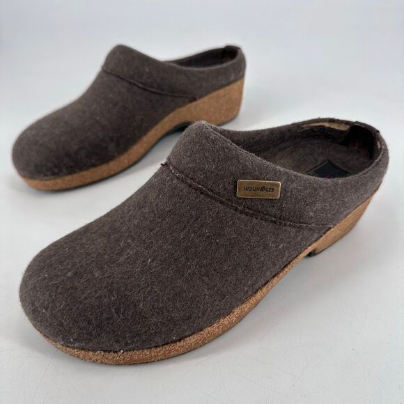 HAFLINGER Unisex Brown Clogs Size 39, US Size 8 Wool Mule - Picture 1 of 7